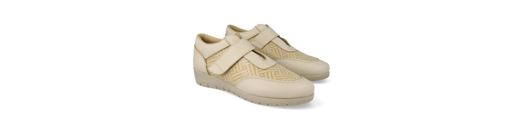 DEPORTIVAS con VELCRO MUJER COMODAS MOD. ANNE BEIGE