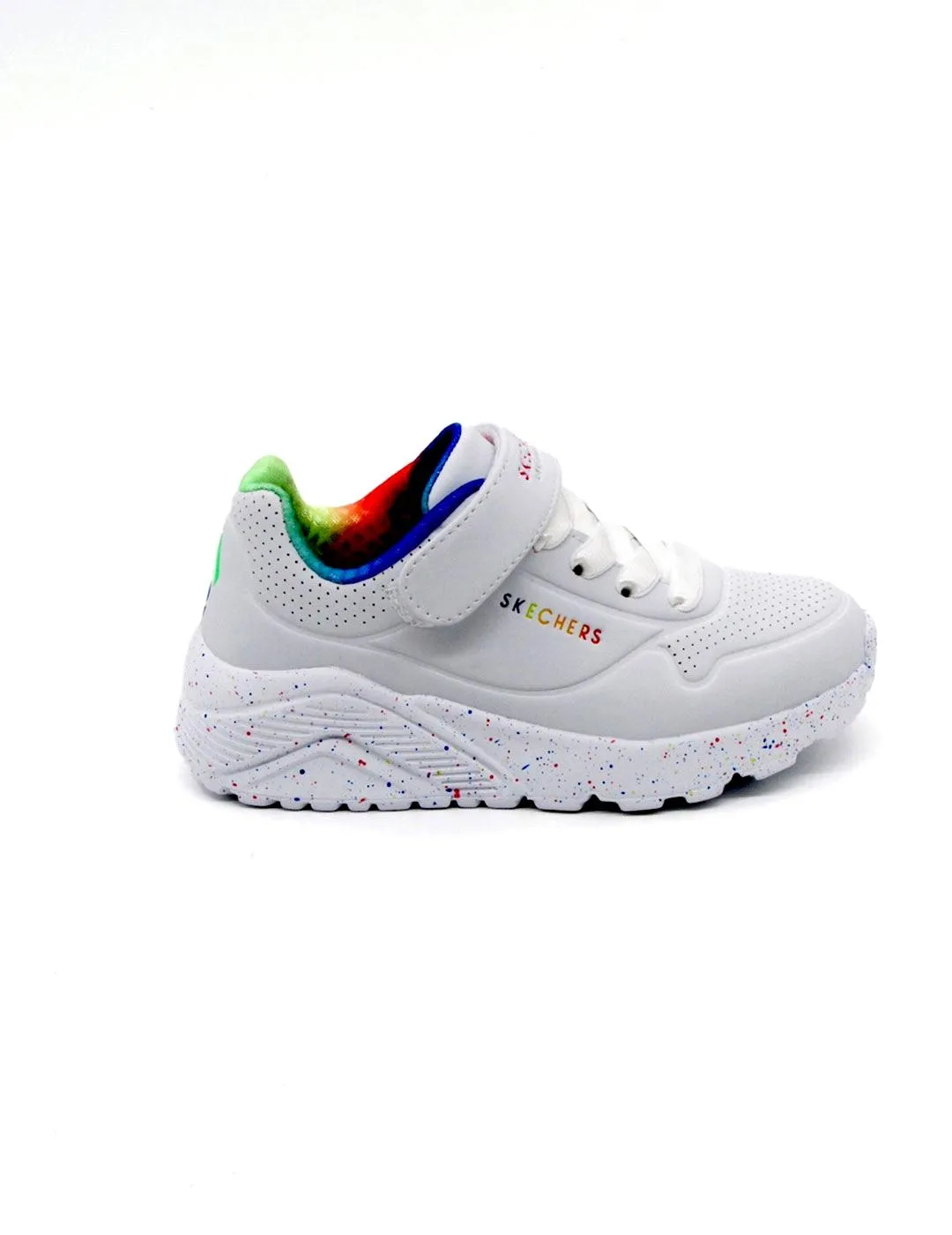 DEPORTIVAS SKECHERS UNO LITE  RAINBOW SPECKS BCO.