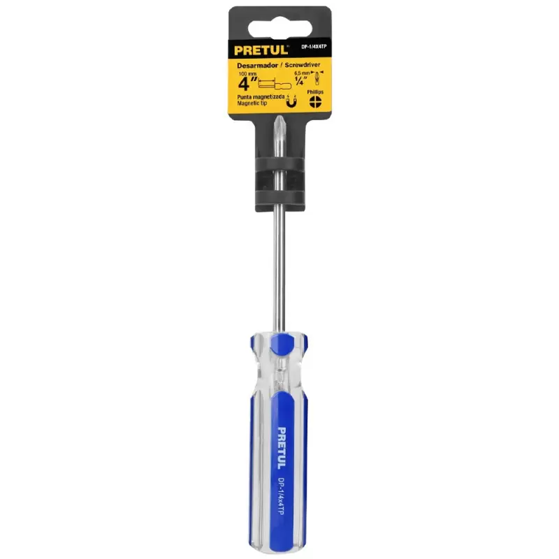 DESARMADOR CON PUNTA PHILLIPS DE 1/4" X 4"  21474 PRETUL