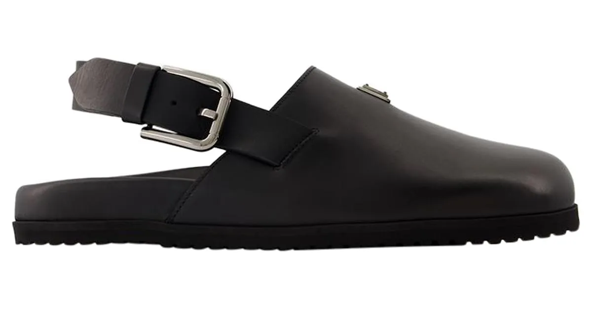 DOLCE & GABBANA SANDALIAS LOGOPLAQUE  DOLCE&GABBANA  CUERO  NEGRO 