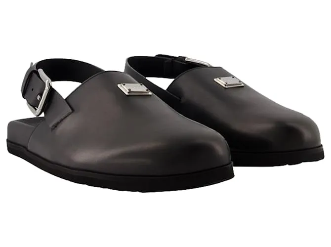 DOLCE & GABBANA SANDALIAS LOGOPLAQUE  DOLCE&GABBANA  CUERO  NEGRO 