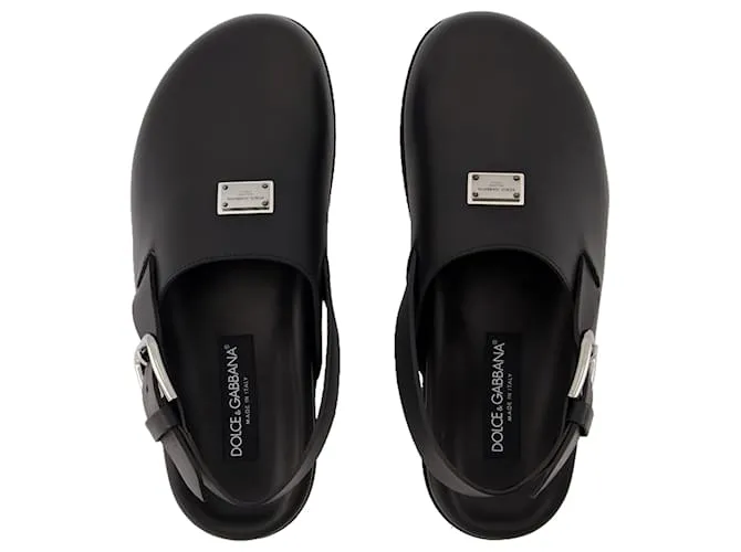 DOLCE & GABBANA SANDALIAS LOGOPLAQUE  DOLCE&GABBANA  CUERO  NEGRO 