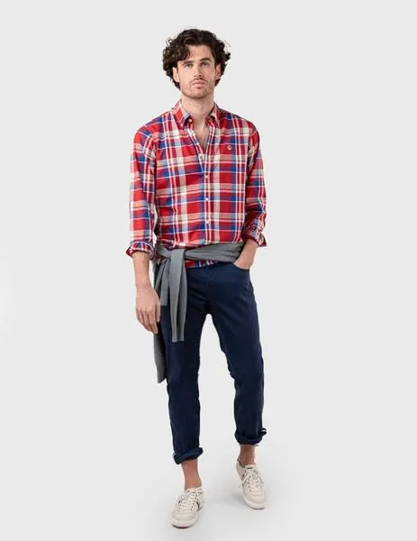 El Ganso Camisa Cuadro Preppy rojo y azul para hombre