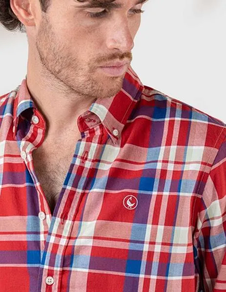 El Ganso Camisa Cuadro Preppy rojo y azul para hombre