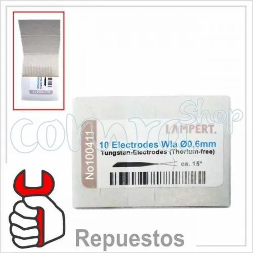 Electrodos de tungsteno 0,6 mm. PUK LAMPERT