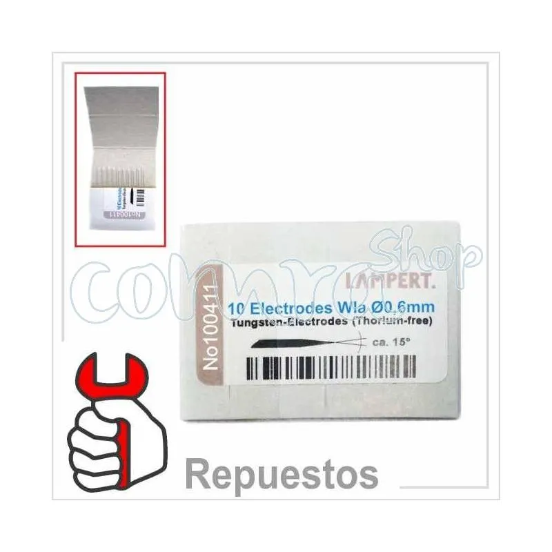 Electrodos de tungsteno 0,6 mm. PUK LAMPERT