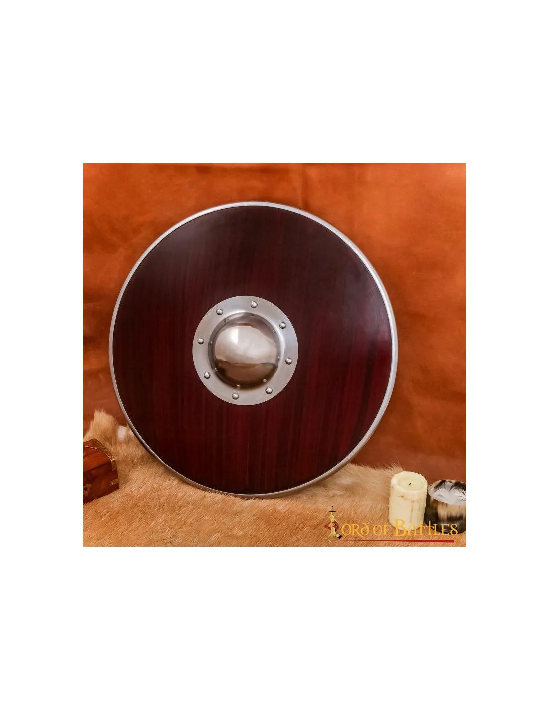 Escudo Guerrero Vikingo funcional en madera y acero (54,5 cm.)