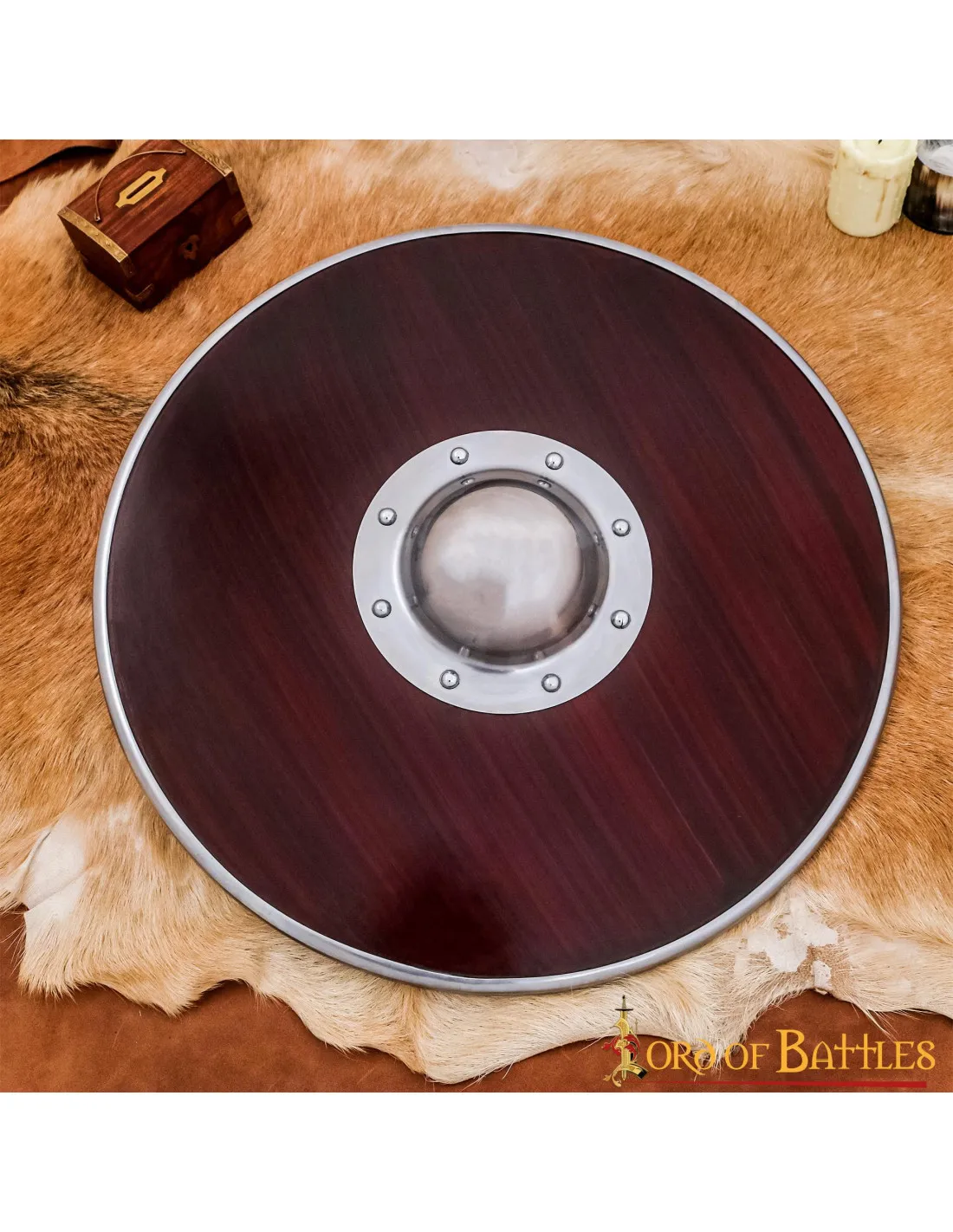 Escudo Guerrero Vikingo funcional en madera y acero (54,5 cm.)