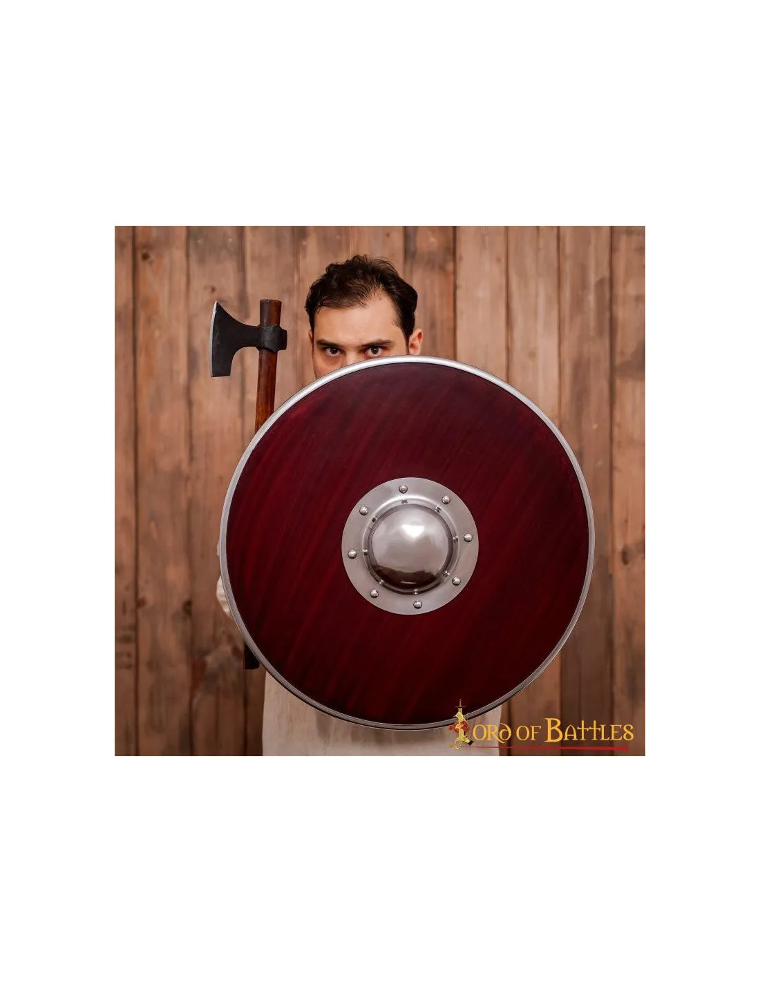 Escudo Guerrero Vikingo funcional en madera y acero (54,5 cm.)