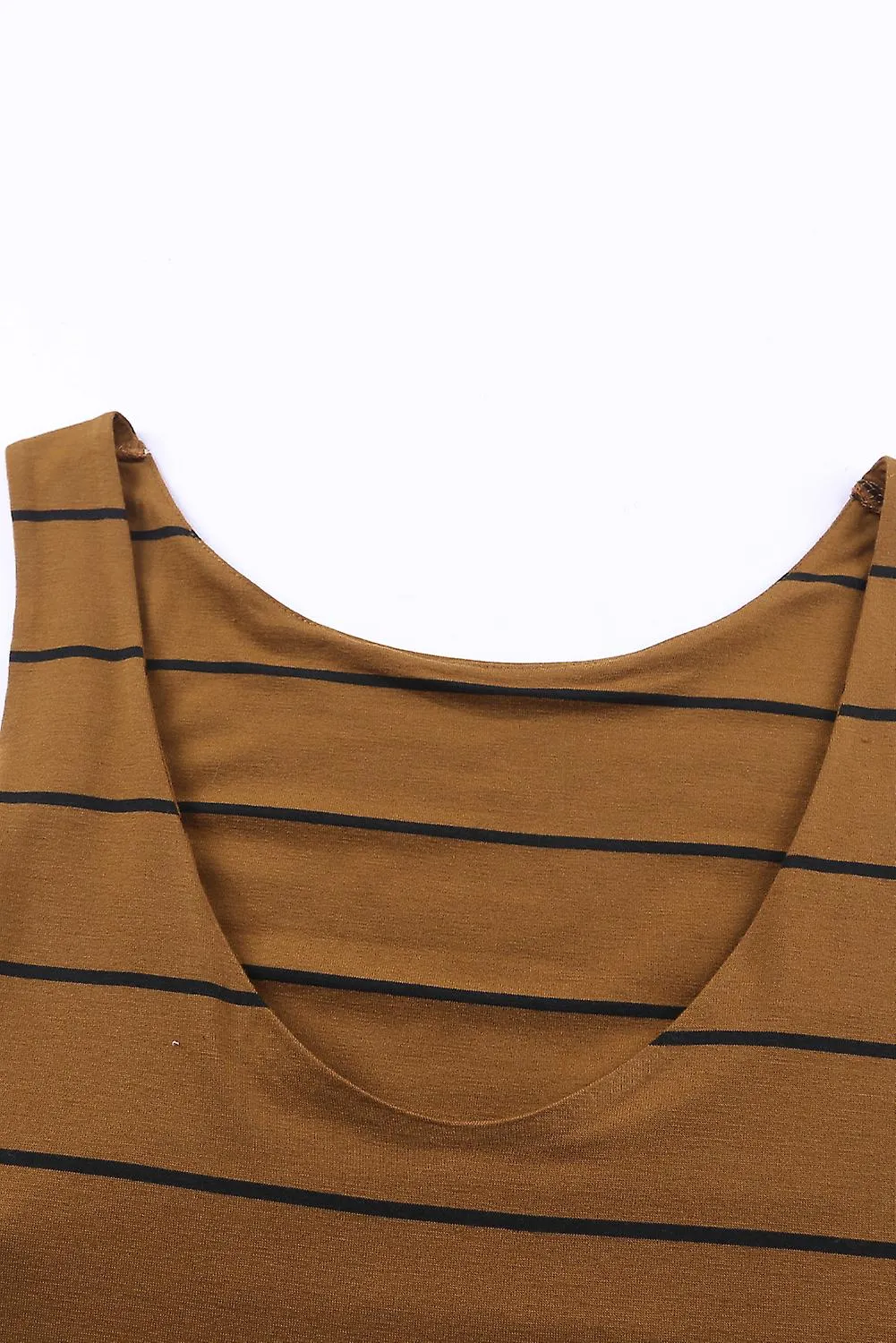 Estampado de rayas marrones para mujer Vestido maxi sin mangas con aberturas