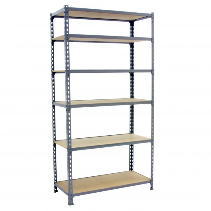 Estantería Metálica Sin Tornillos Kit Maderclick Mini 6/300 Gris/Madera 6 baldas Simonrack
