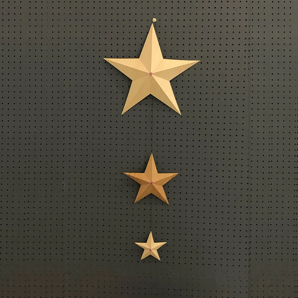 Estrellas en madera para decorar, guirnalda de 3
