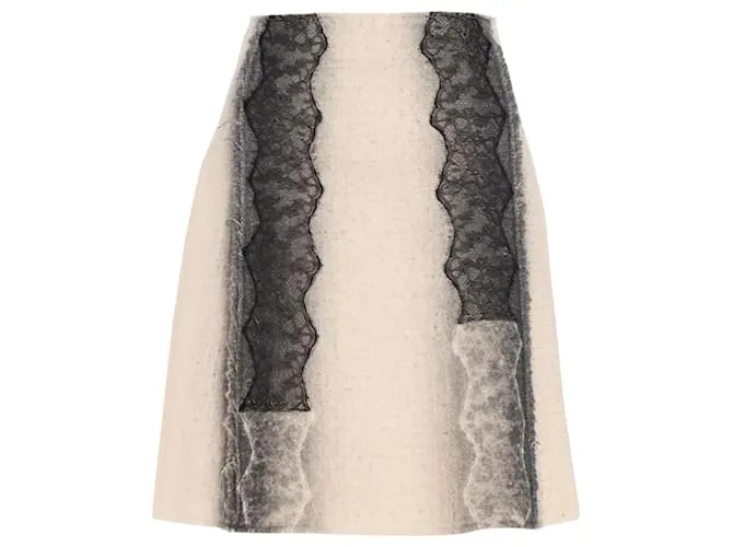 Falda de encaje guipur Bottega Veneta en lana color crema Blanco Crudo 