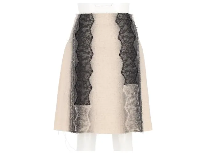 Falda de encaje guipur Bottega Veneta en lana color crema Blanco Crudo 