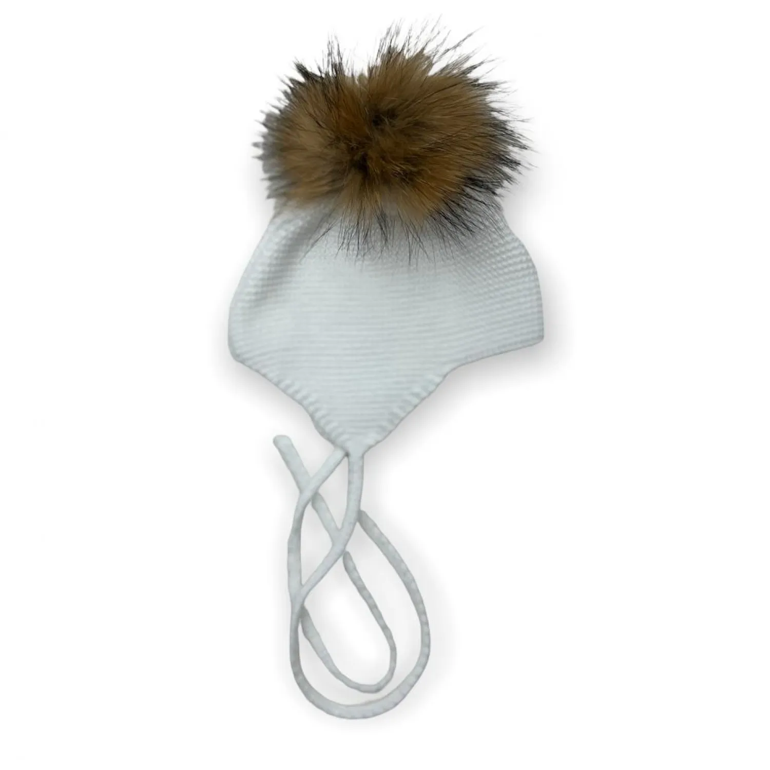Gorrito aviador con pompón de pelo