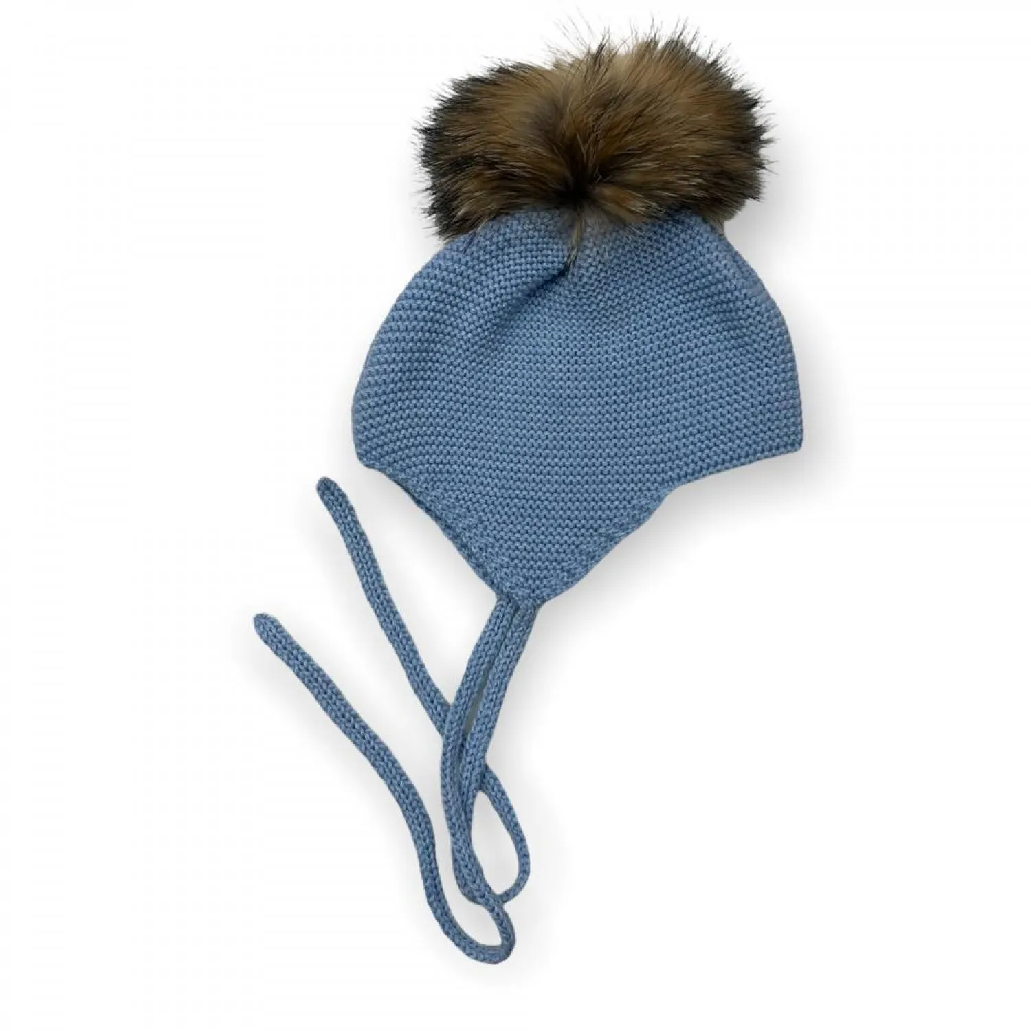 Gorrito aviador con pompón de pelo