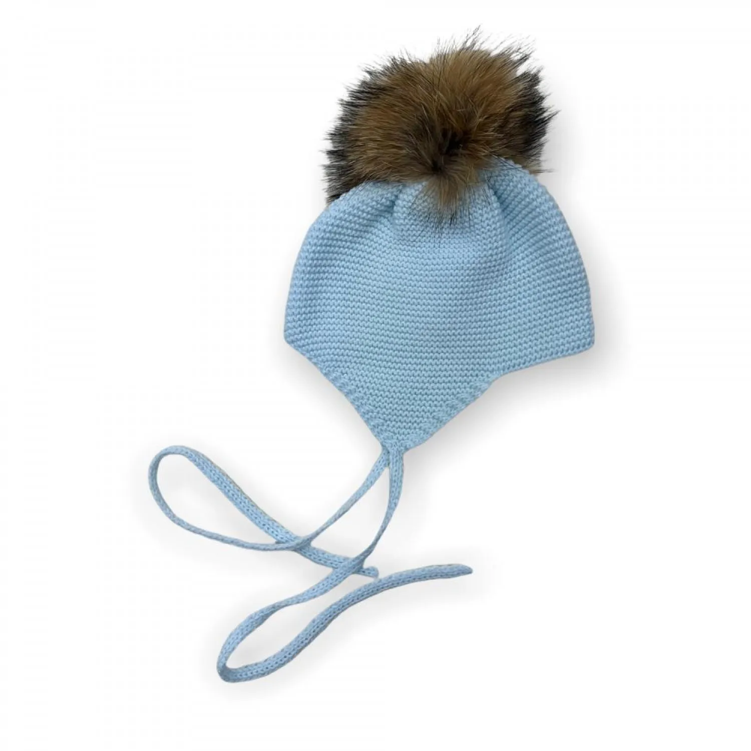 Gorrito aviador con pompón de pelo