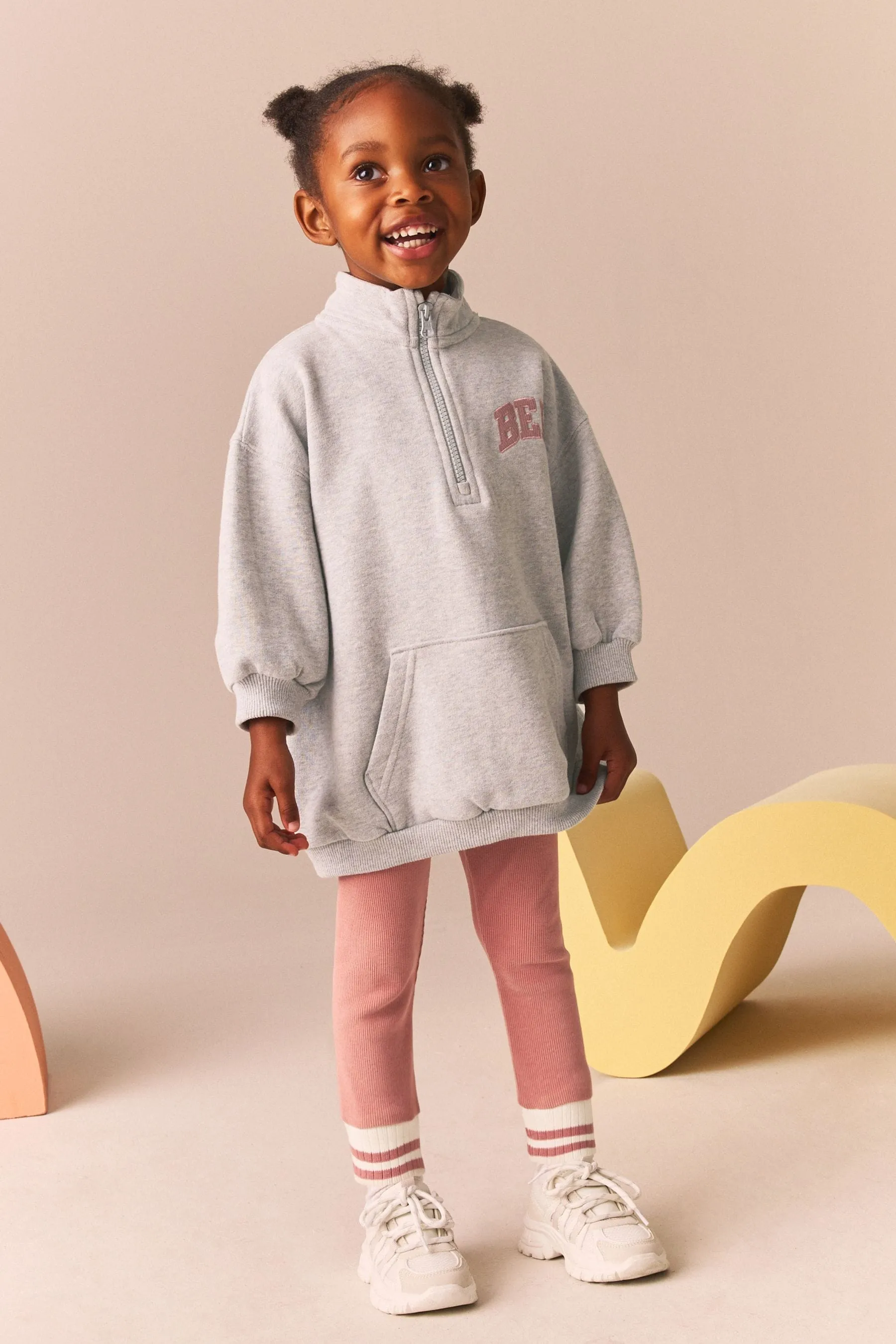 GRIS  HALF ZIP SWEATER AND LEGGINGS SET (3MTHS7YRS)
