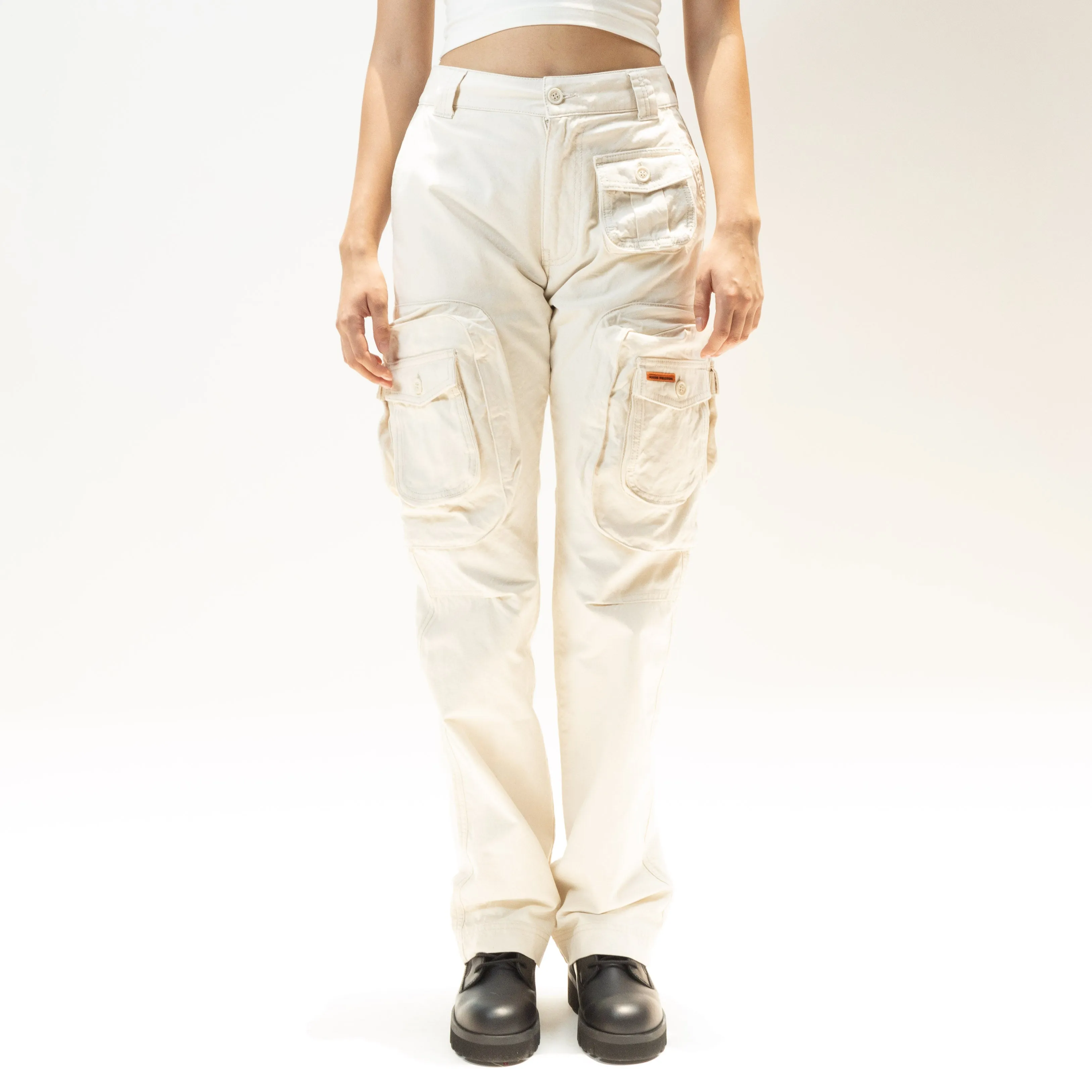 HERON PRESTON EXRAY CANVAS CARGO PANTS WHITE NO COLOR