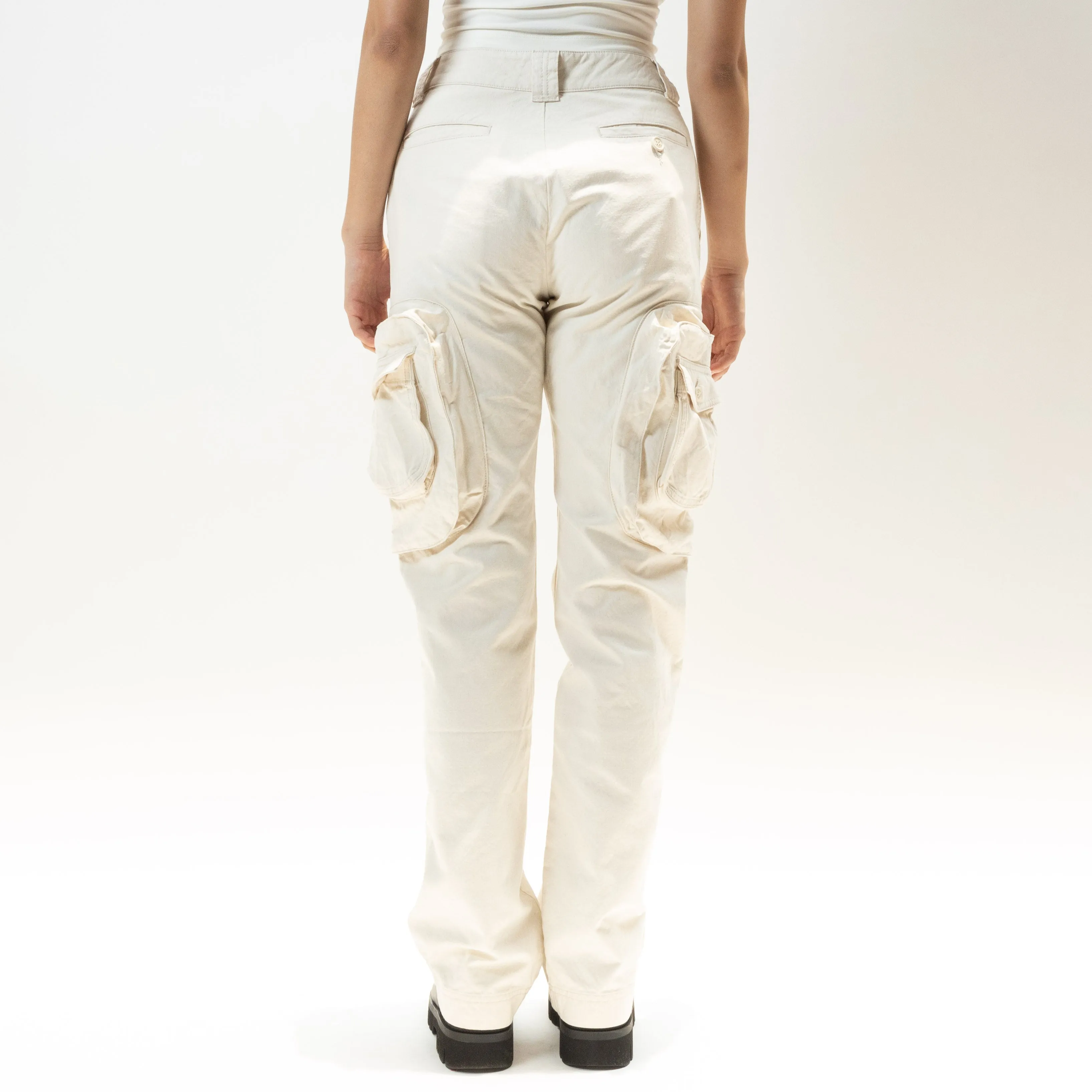 HERON PRESTON EXRAY CANVAS CARGO PANTS WHITE NO COLOR