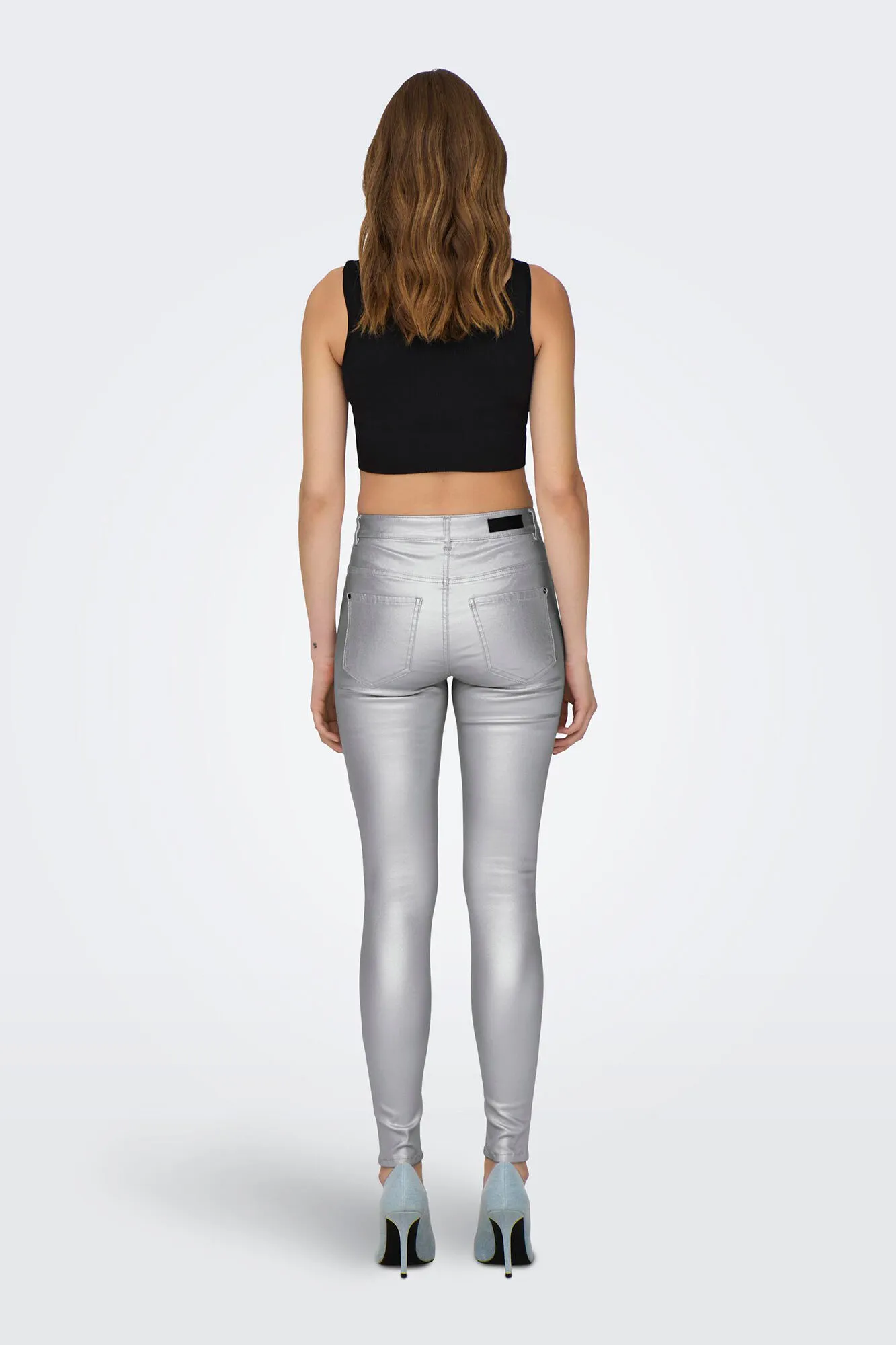 JDY Pantalón skinny metálico
