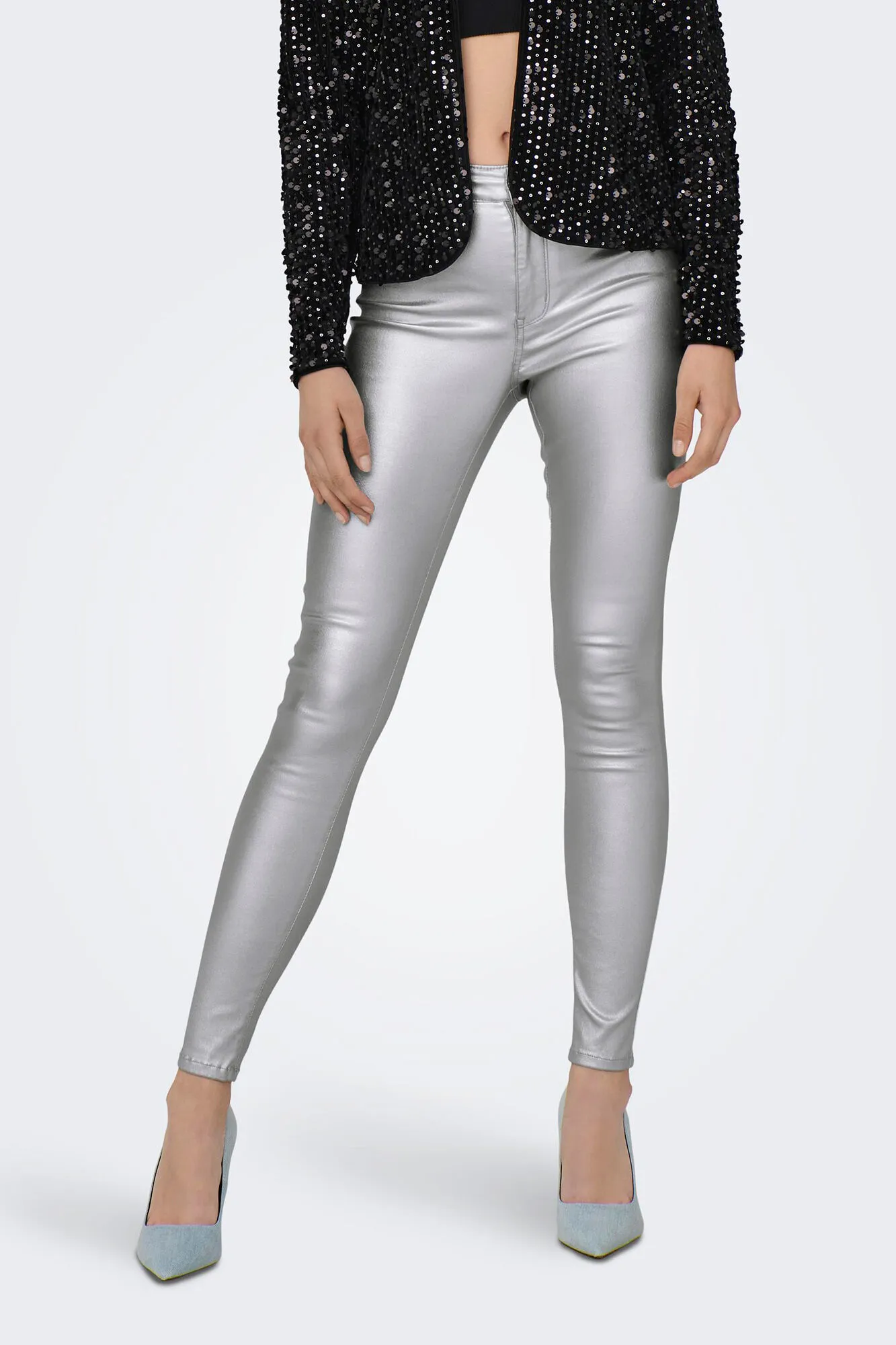 JDY Pantalón skinny metálico