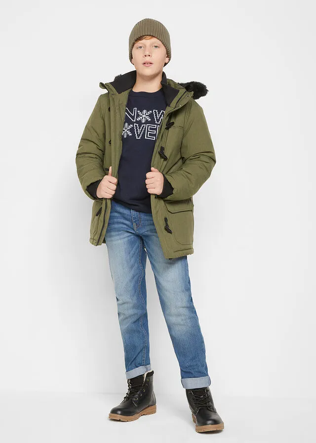 Jersey de punto con estampado invernal para niños Azul marino + azul claro