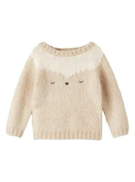 Jersey Name It Osa Estampada para Niña Beige