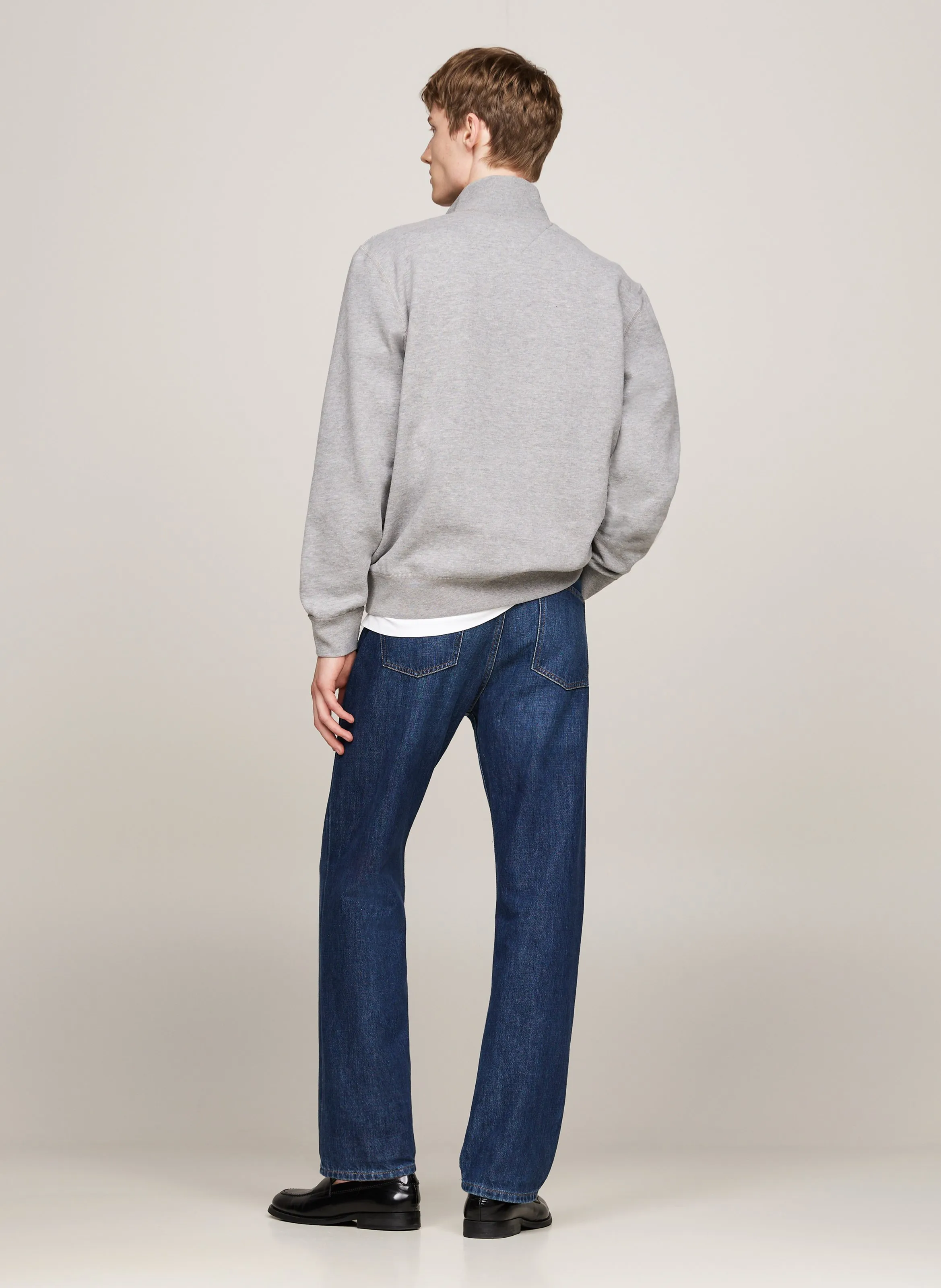 Jersey recto de mezcla de punto con cuello alto en gris