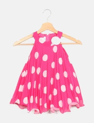 Jessica vestido rosa estampado lunares detalle flor
