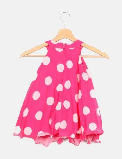 Jessica vestido rosa estampado lunares detalle flor
