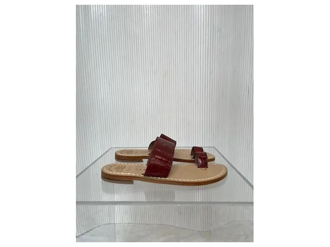 Jil Sander Sandalia Le Tre Sarte imitación serpiente burdeos 