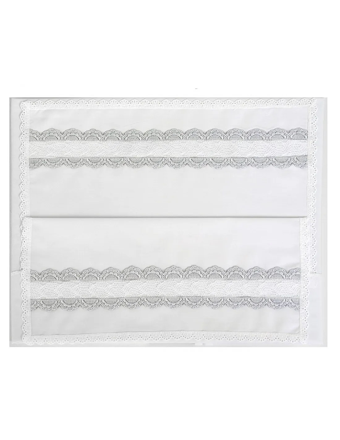 Juego de sábana blanca Encaje gris de Artesanía Chari
