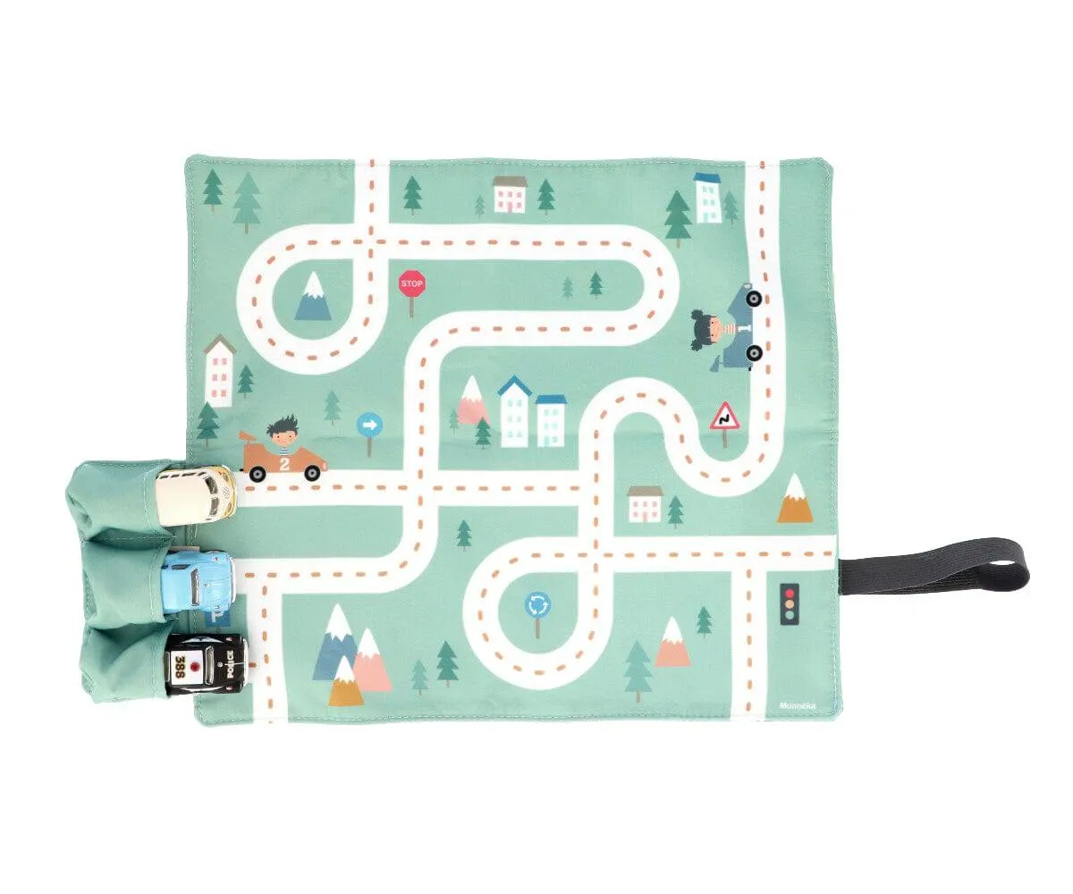 Juego Mantel con Circuito Menta + 3 Coches