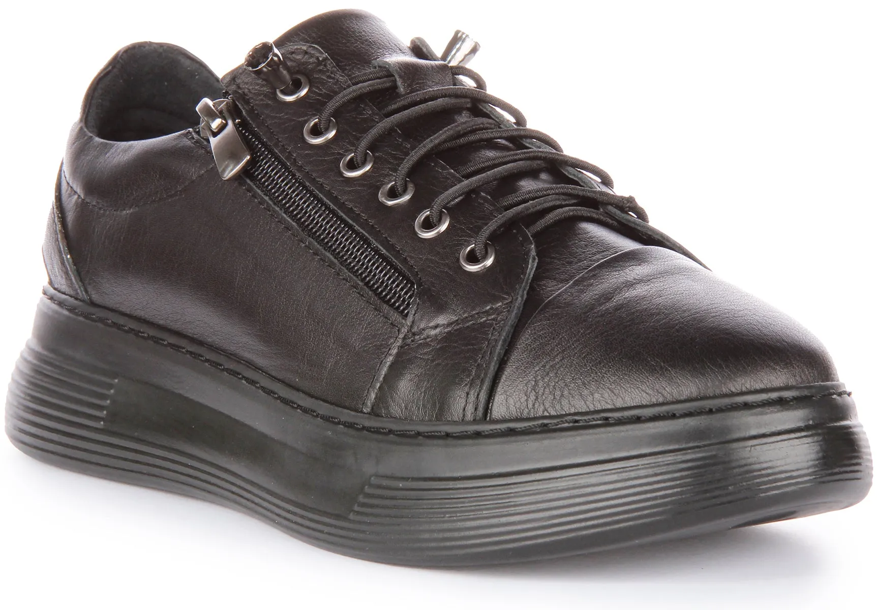JUSTINREESS Zoe Zapatos con plataforma de piel para mujer en negro
