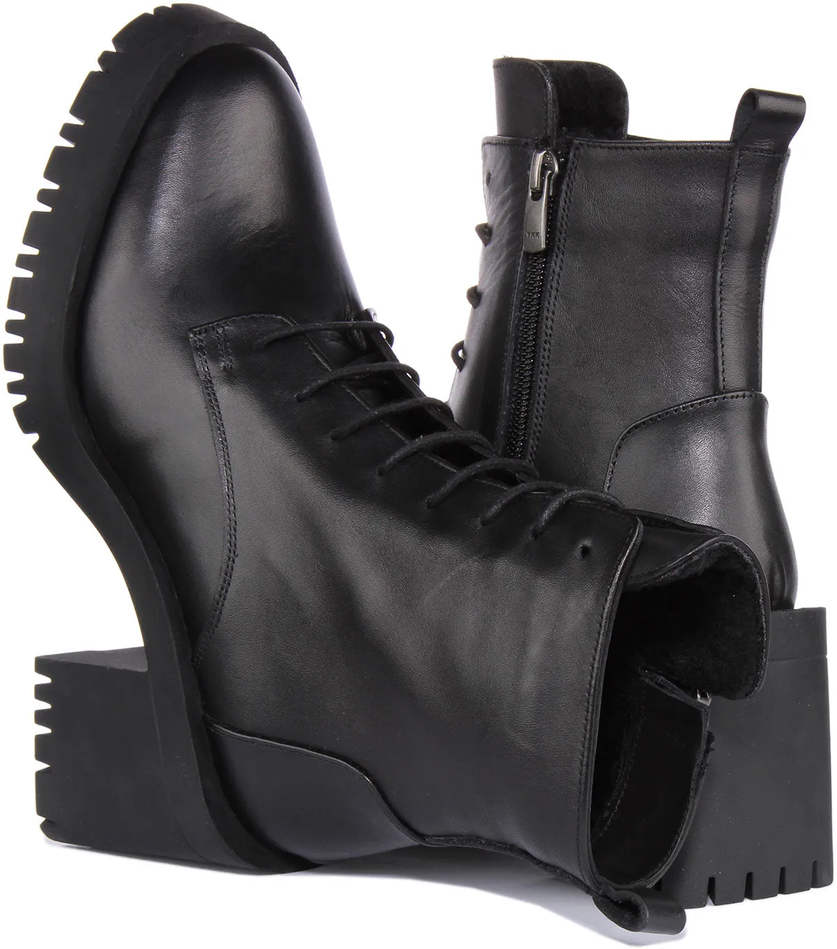 JUSTINREESS Zoe Zapatos con plataforma de piel para mujer en negro