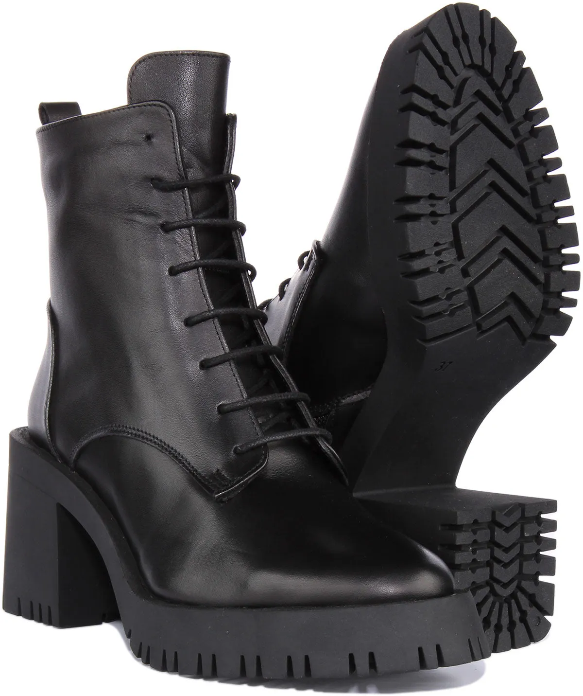 JUSTINREESS Zoe Zapatos con plataforma de piel para mujer en negro