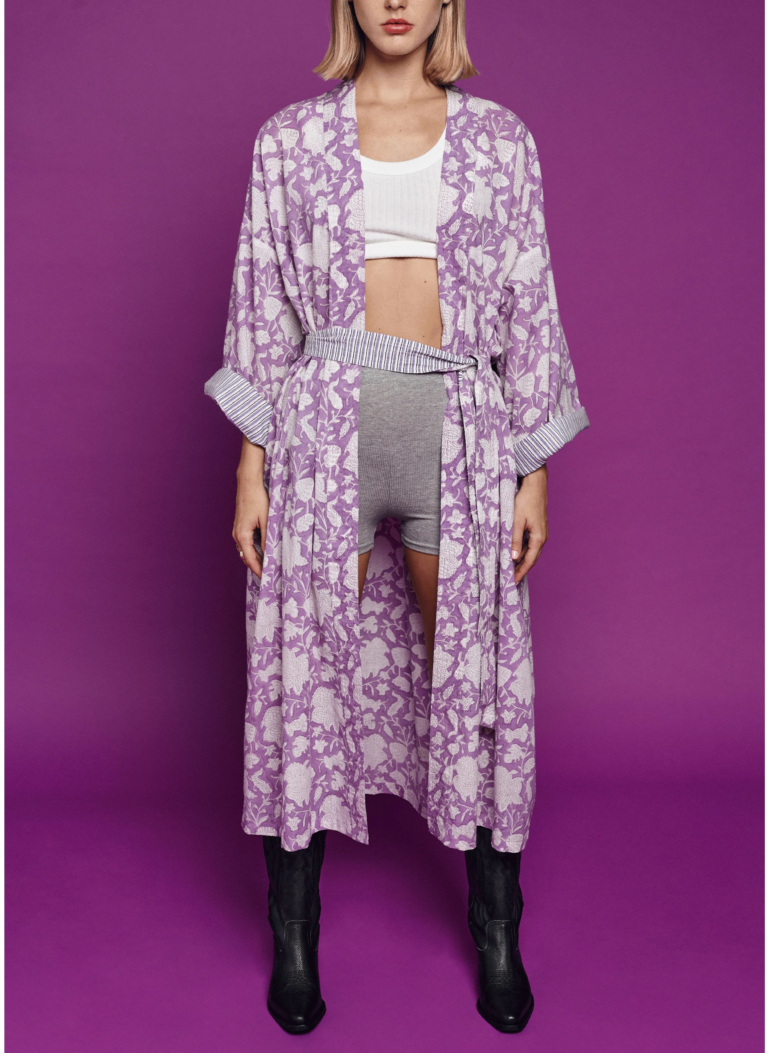KIMONO ESTAMPADO DE ALGODóN  15 AÑOS  EDICIÓN LIMITADA EN VIOLETA