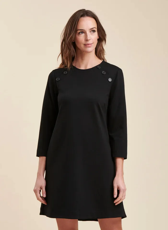 LA FEE MARABOUTEE Vestido corto con cuello redondo en negro