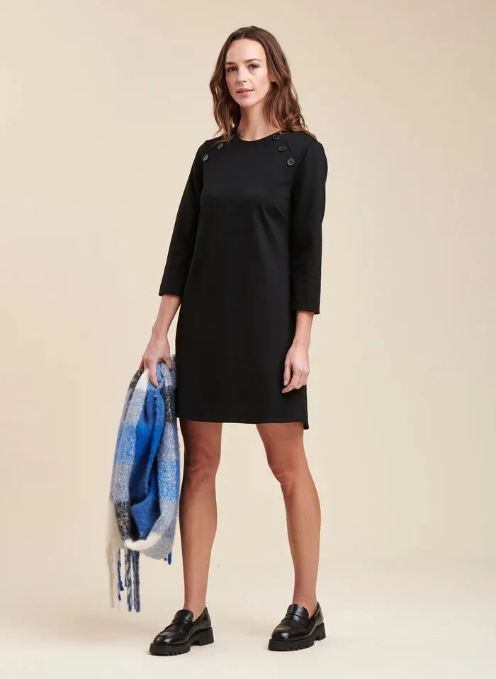 LA FEE MARABOUTEE Vestido corto con cuello redondo en negro