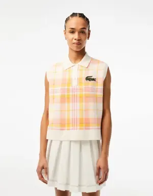 Lacoste Polo de mujer Lacoste sin mangas en algodón ecológico de cuadros