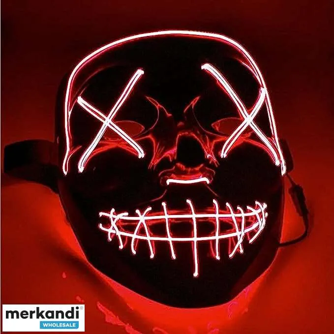 LED luminoso máscara espeluznante roja como si de Purga controlable para el carnaval de Halloween y el carnaval como un disfraz 