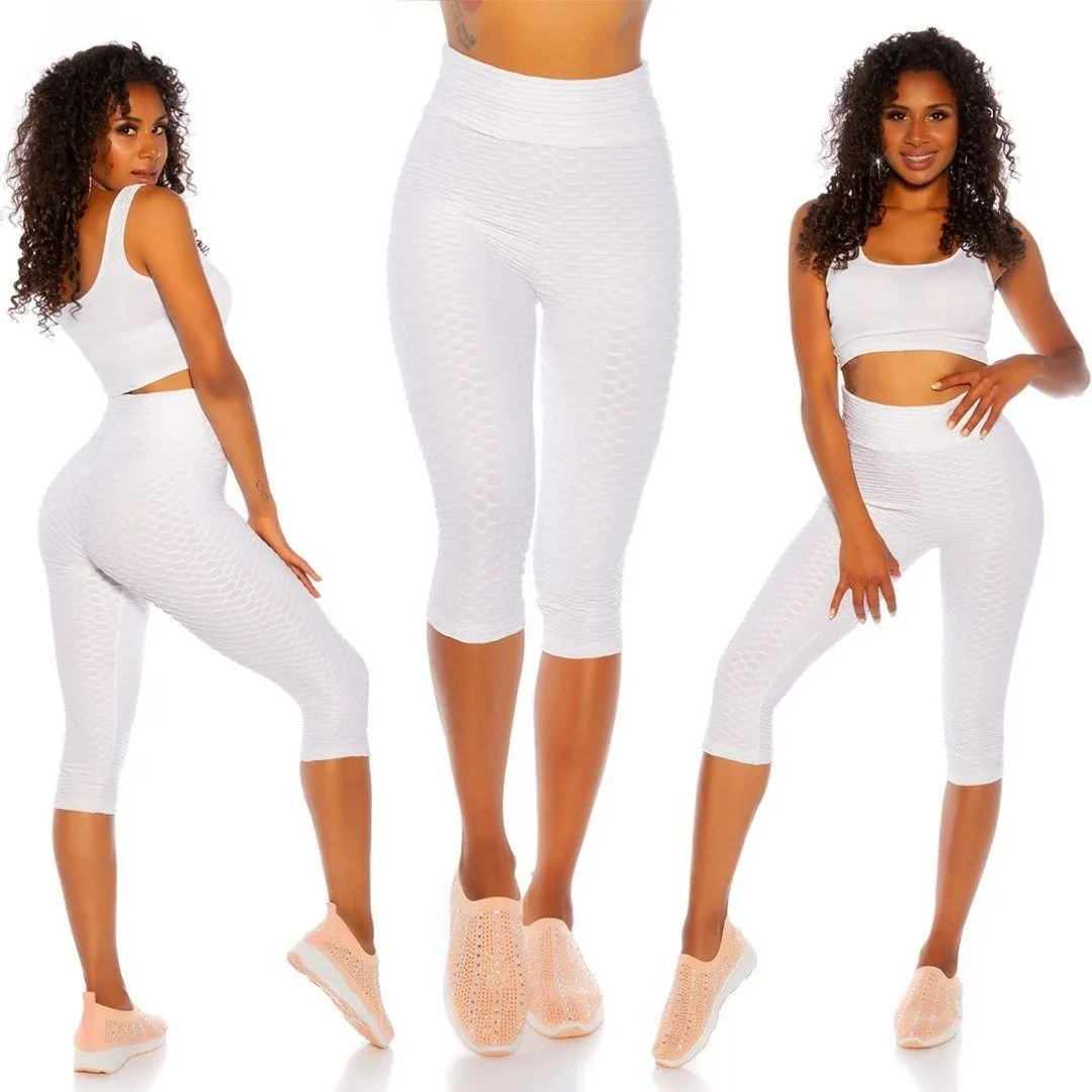 Leggings Capri Texturizados Blanco