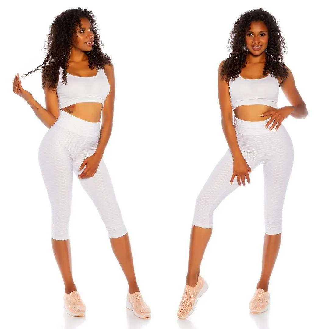 Leggings Capri Texturizados Blanco