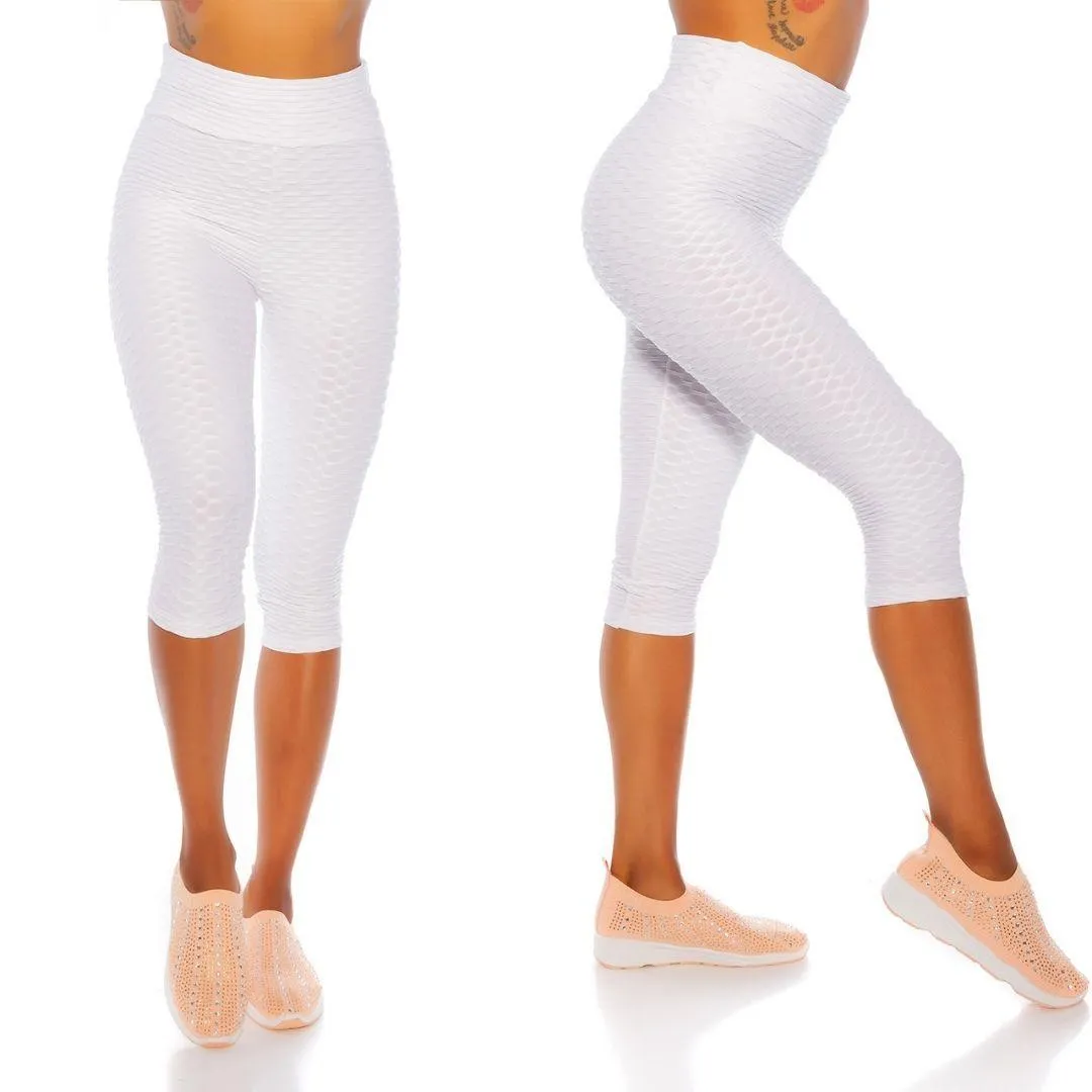 Leggings Capri Texturizados Blanco