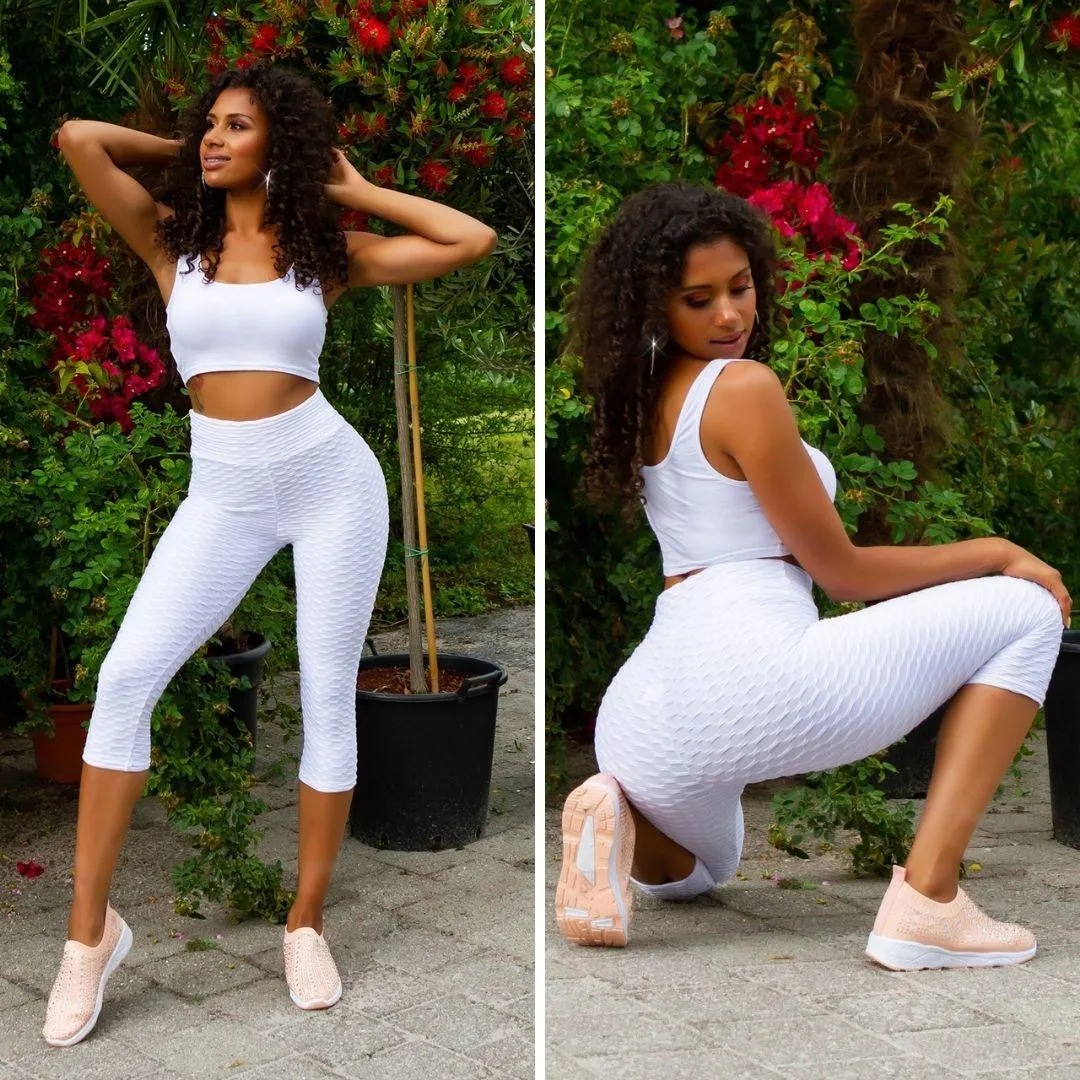 Leggings Capri Texturizados Blanco