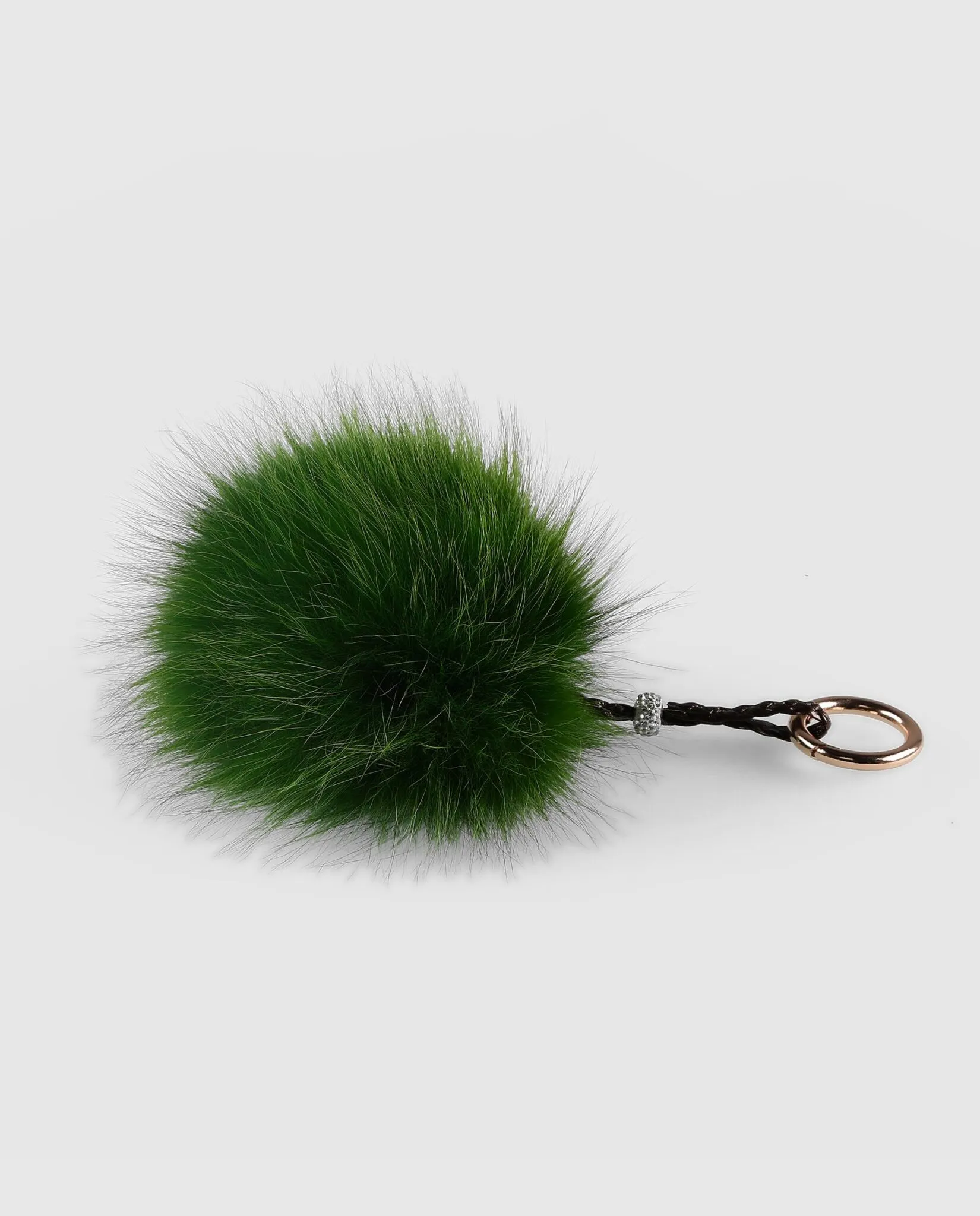 Llavero pompón verde de pelo de zorro