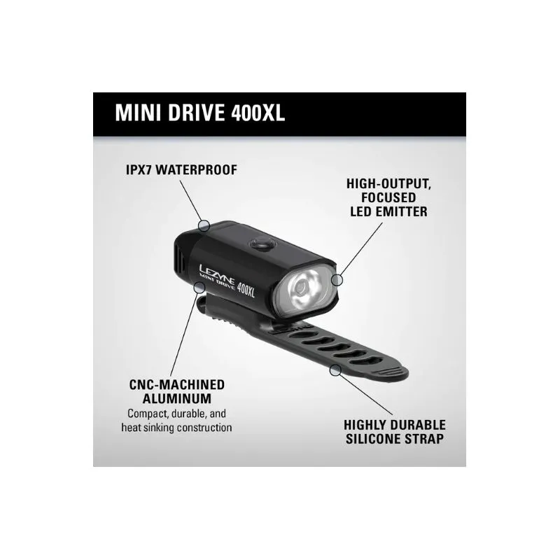 Luz de bicicleta (delantera) Lezyne MINI DRIVE 400XL (POLISH/HI GLOSS)