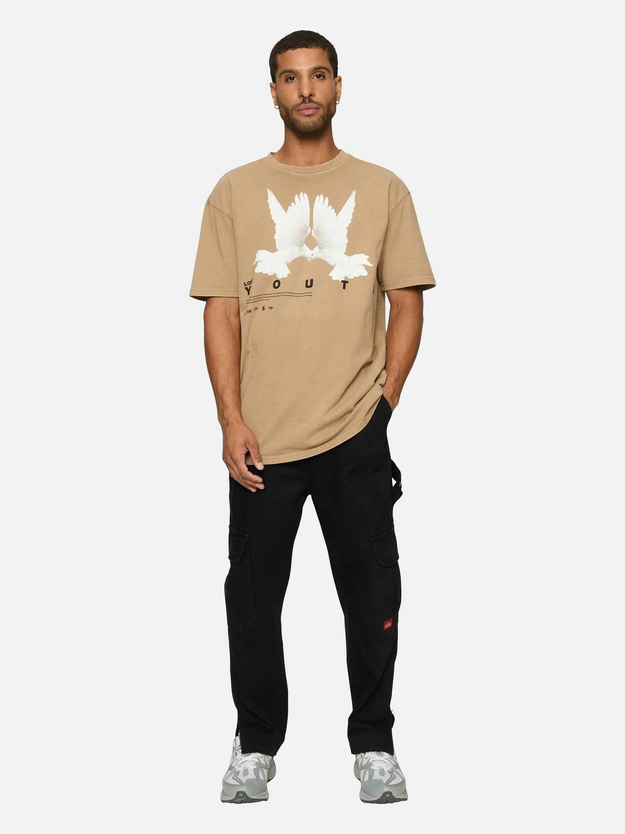 LY ACID WASHED TEE DOVE
