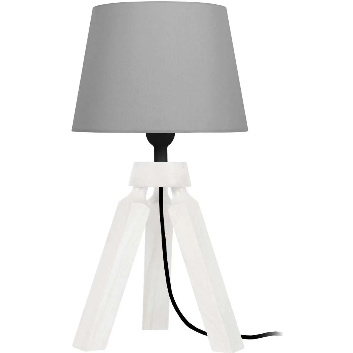 lámpara de noche redondo madera blanco y gris
